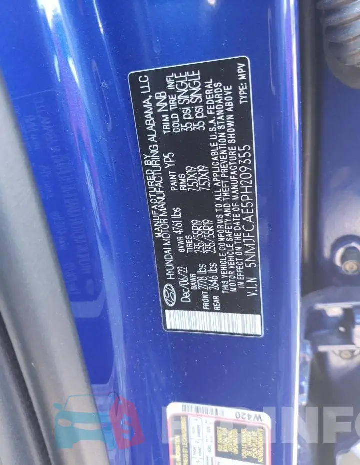 5NMJFCAE5PH209355 Photo# 12