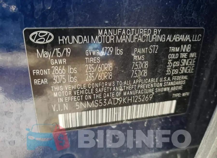 5NMS53AD9KH125269 Photo# 12