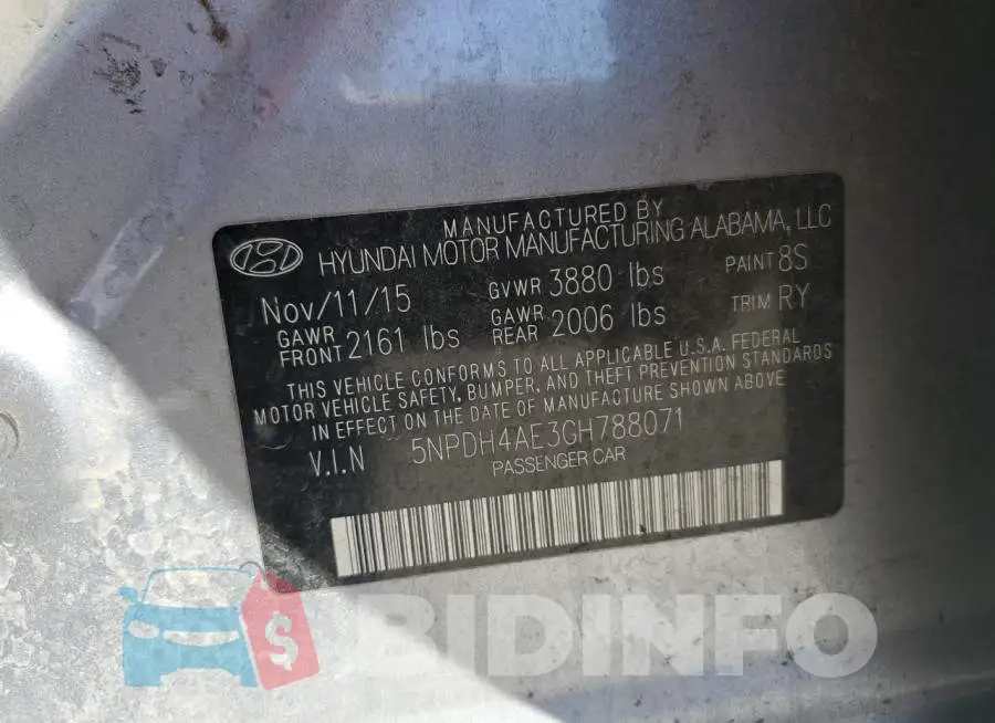 5NPDH4AE3GH788071 Photo# 12