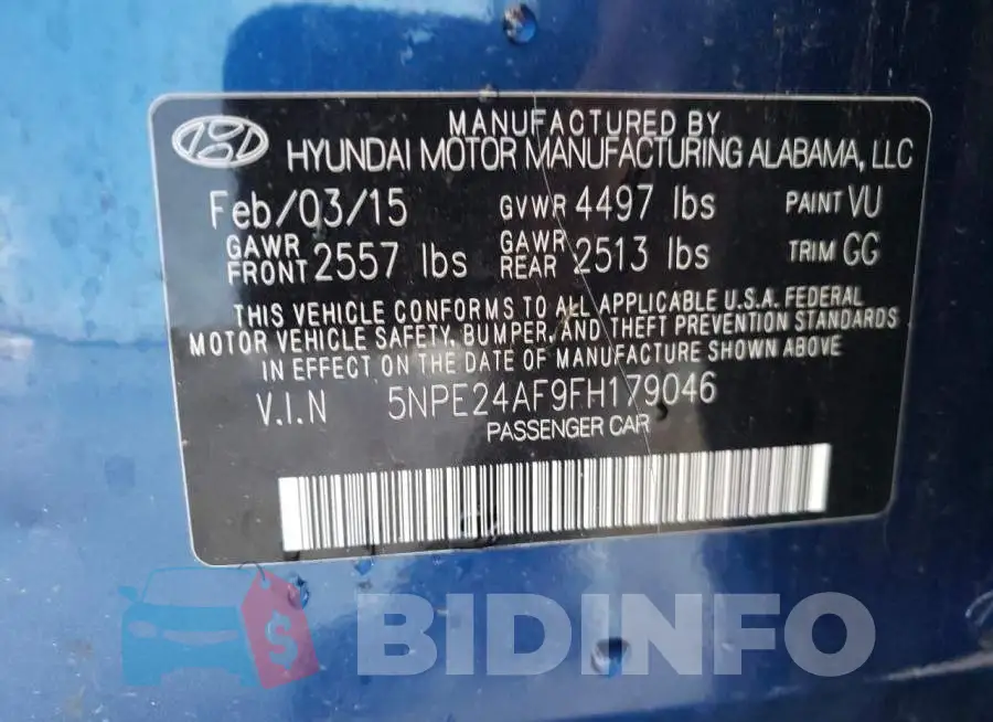 5NPE24AF9FH179046 Photo# 13
