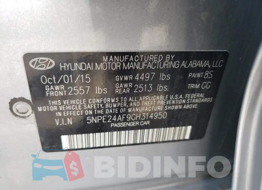 5NPE24AF9GH314950 Photo# 13