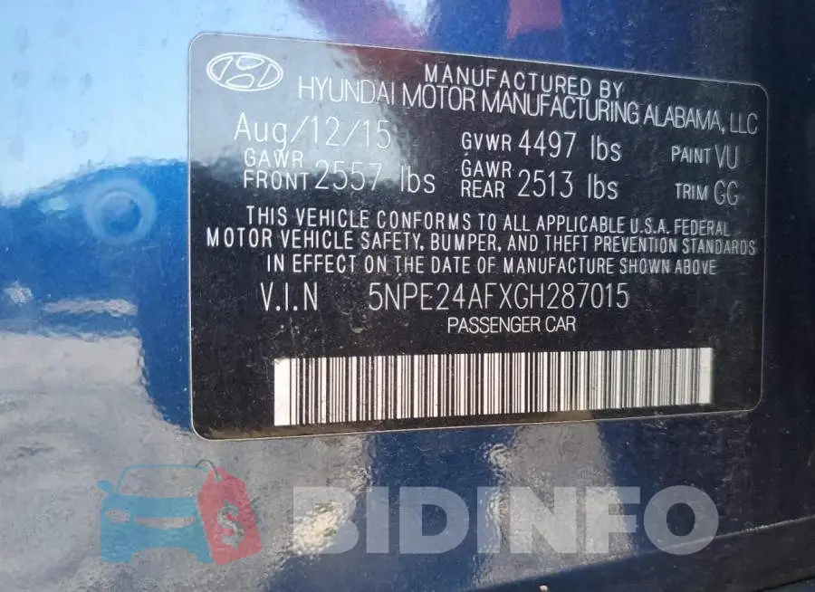 5NPE24AFXGH287015 Photo# 13