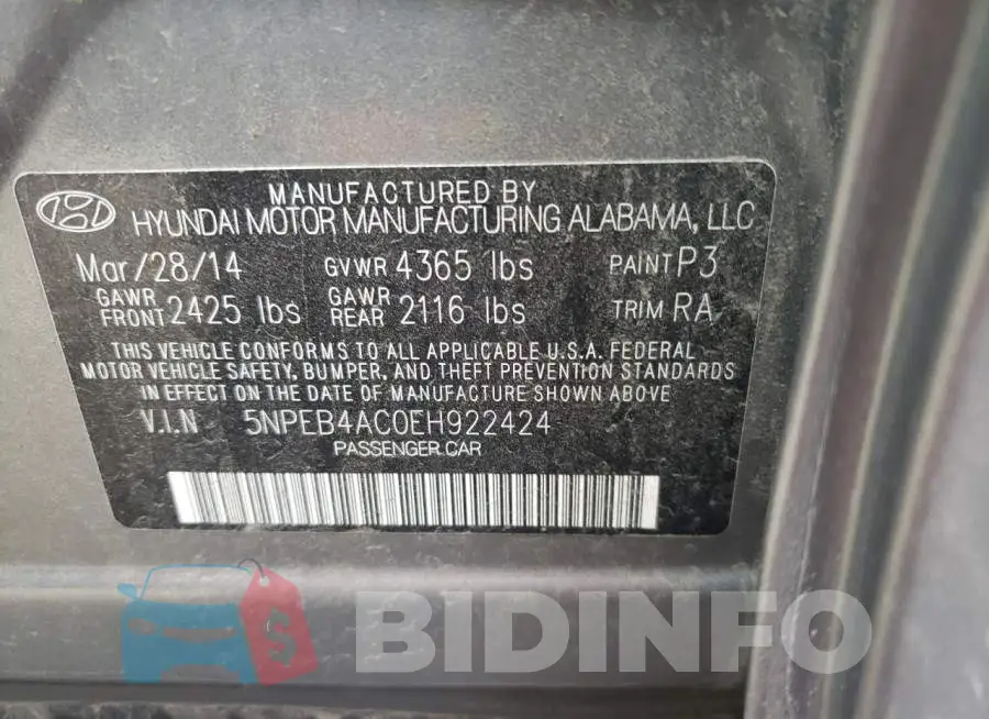 5NPEB4AC0EH922424 Photo# 12