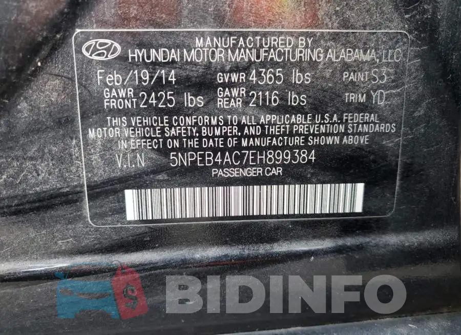 5NPEB4AC7EH899384 Photo# 12