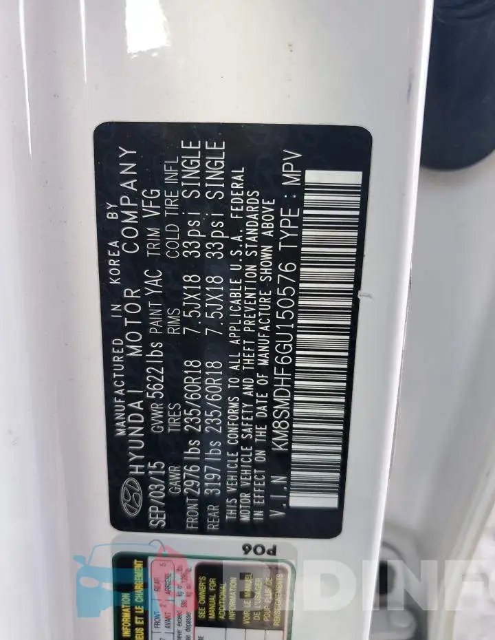KM8SMDHF6GU150576 Photo# 13