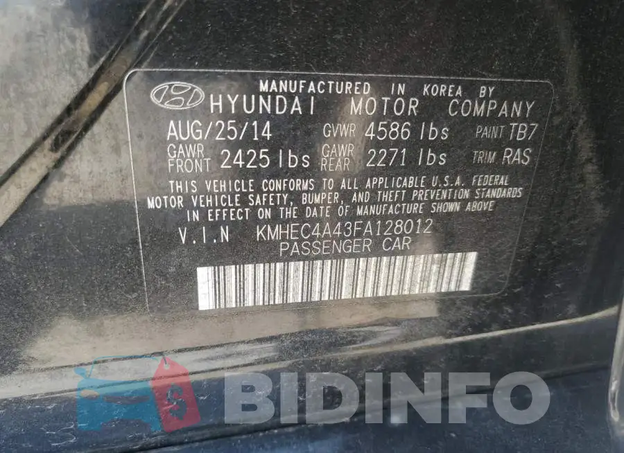 KMHEC4A43FA128012 Photo# 13