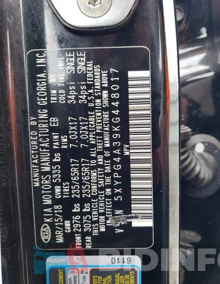5XYPG4A39KG448017 Photo# 13