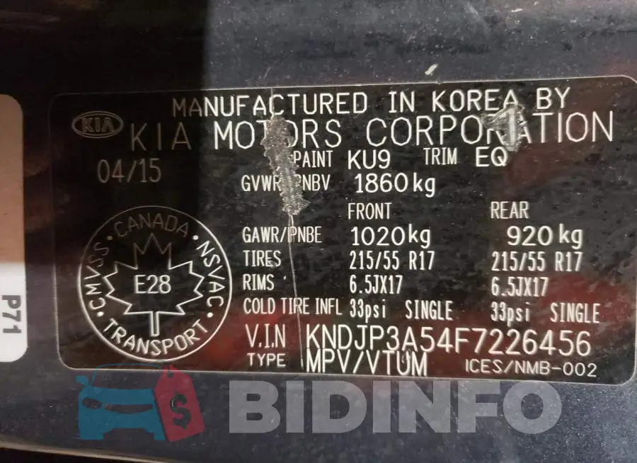 KNDJP3A54F7226456 Photo# 13