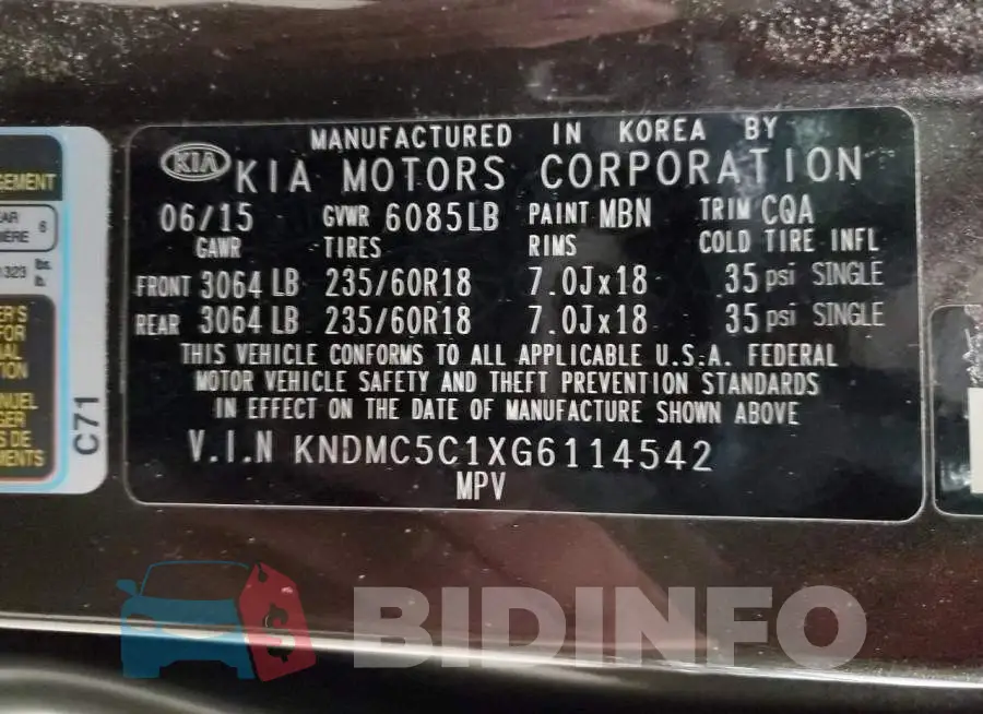 KNDMC5C1XG6114542 Photo# 13