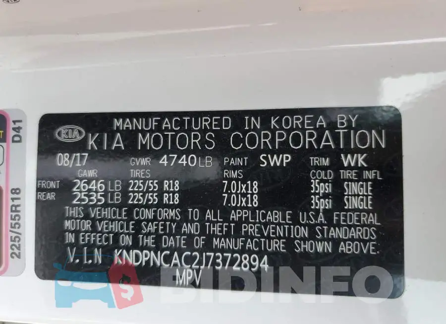 KNDPNCAC2J7372894 Photo# 12