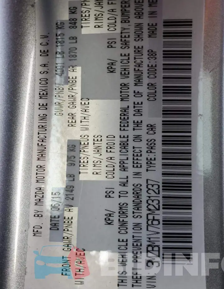 3MZBM1V76FM231237 Photo# 13