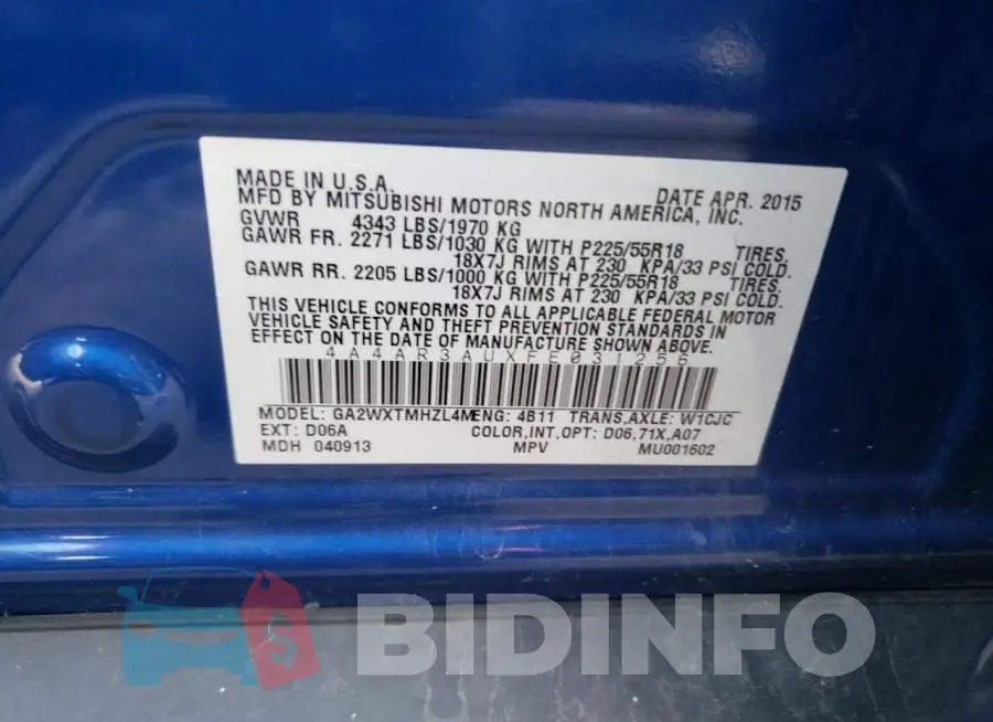 4A4AR3AUXFE031256 Photo# 14