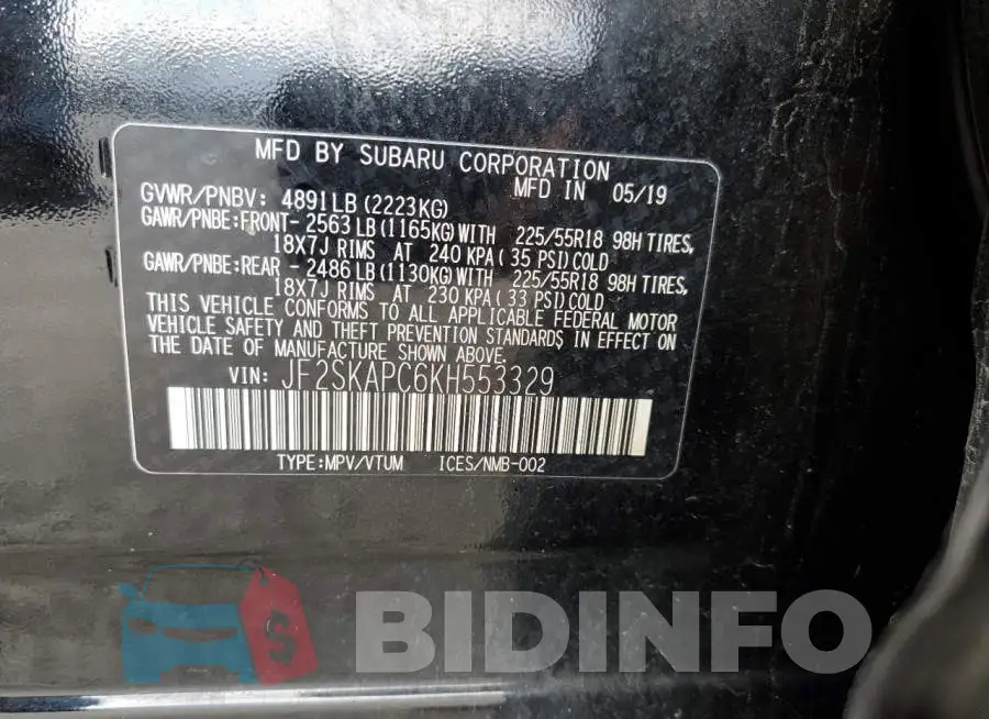 JF2SKAPC6KH553329 Photo# 12