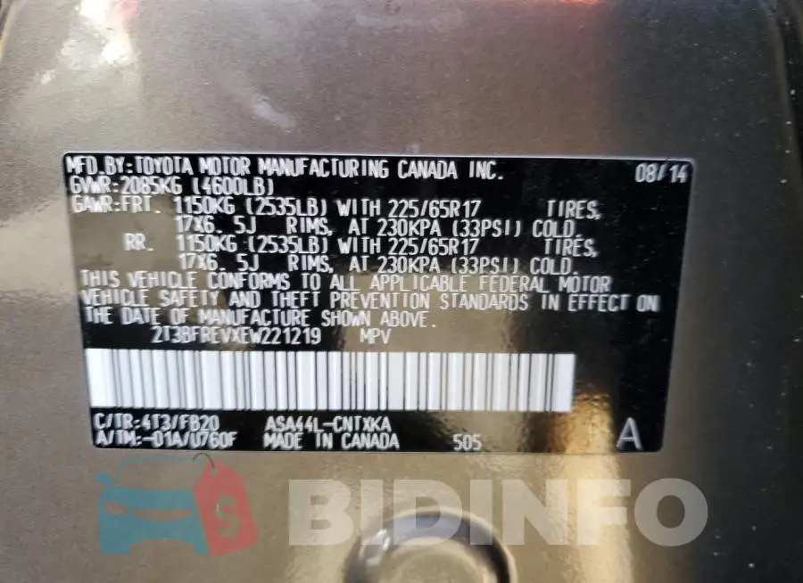 2T3BFREVXEW221219 Photo# 12