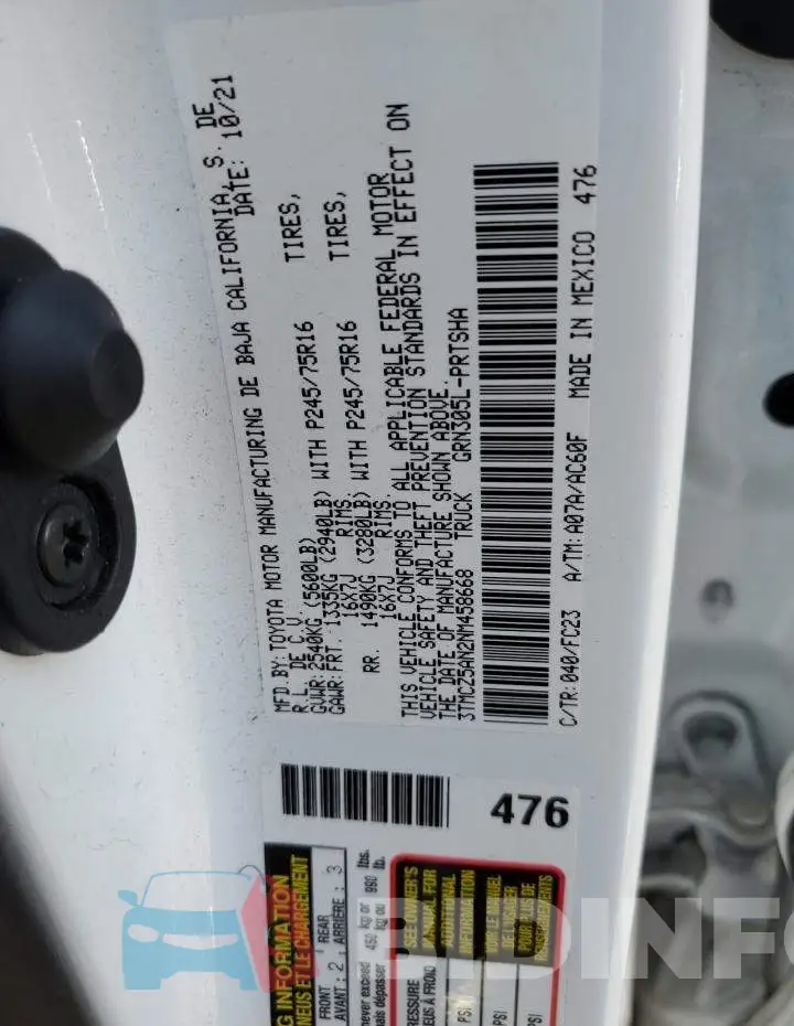 3TMCZ5AN2NM458668 Photo# 12