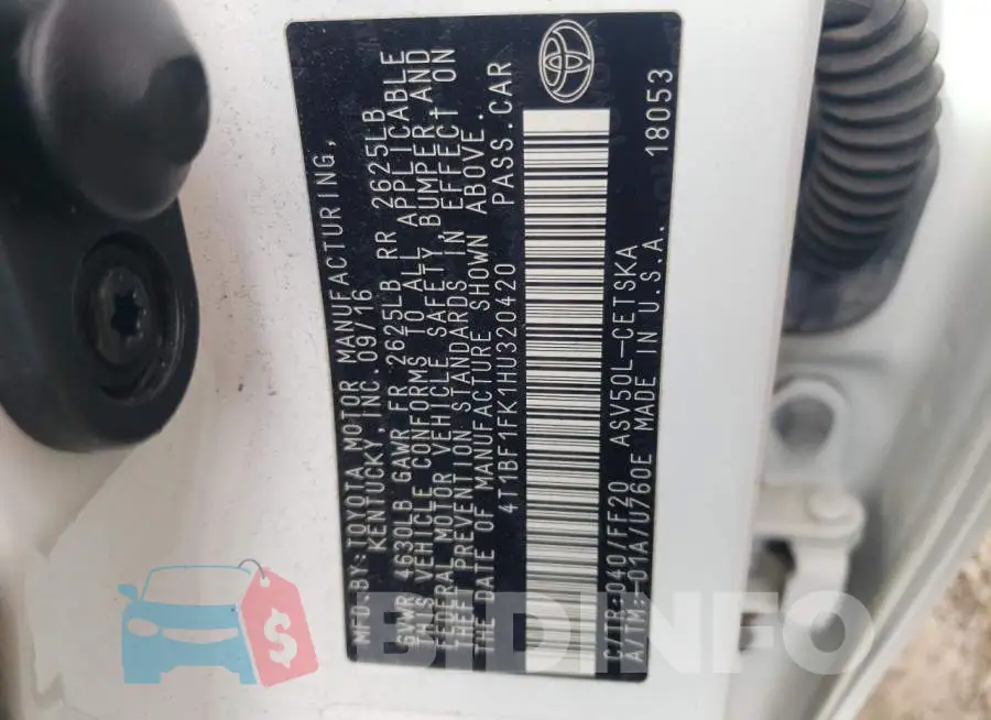4T1BF1FK1HU320420 Photo# 13