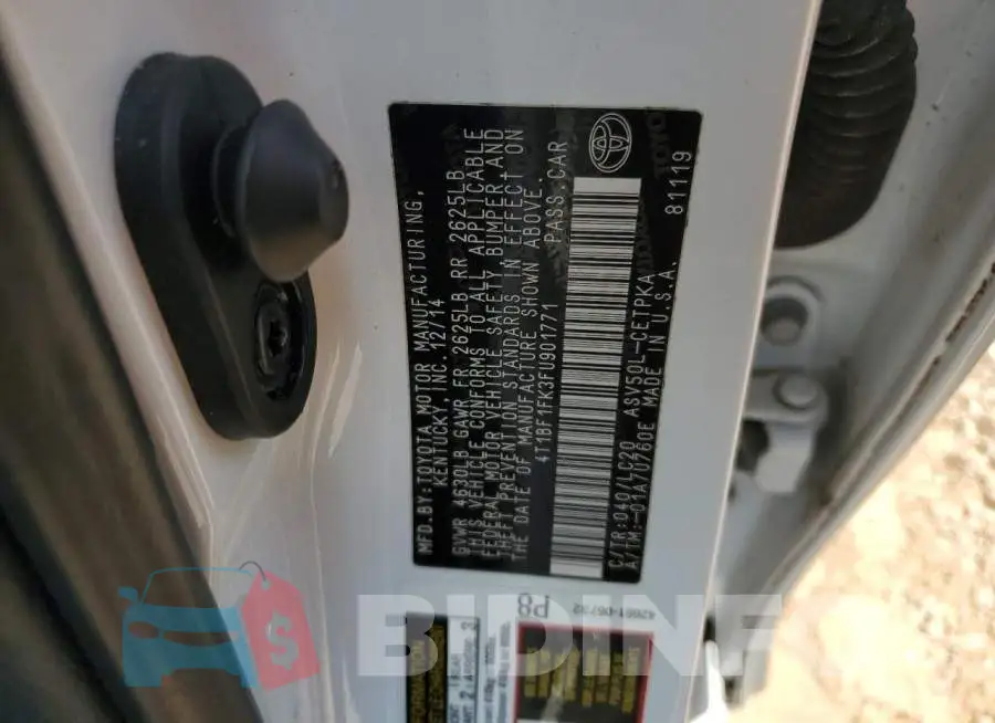 4T1BF1FK3FU901771 Photo# 12