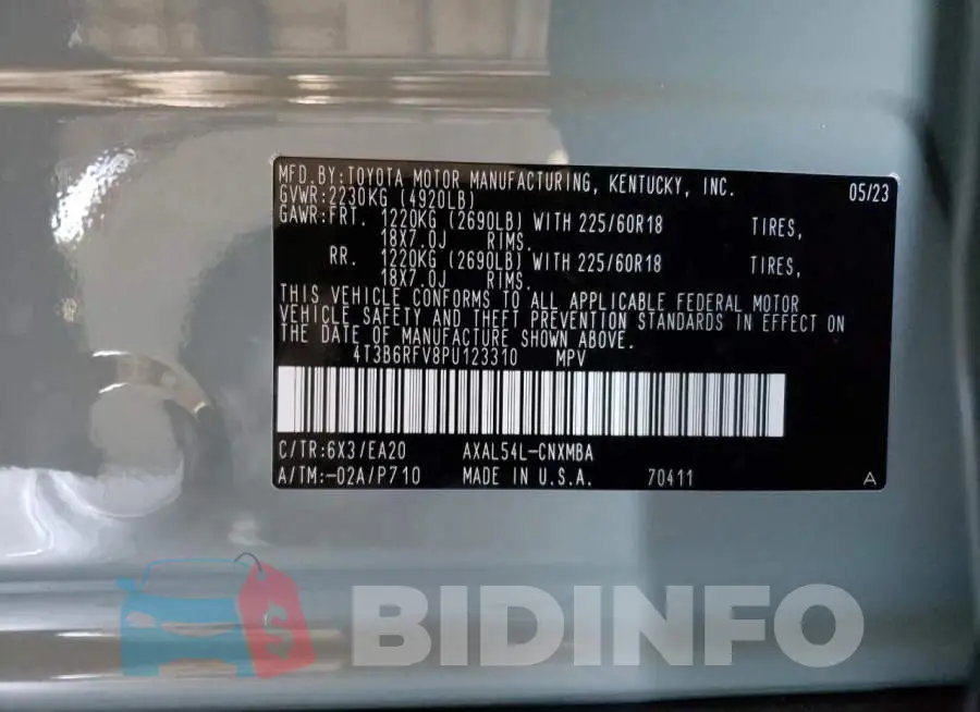 4T3B6RFV8PU123310 Photo# 13
