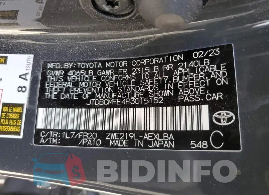 JTDBCMFE4P3015152 Photo# 12
