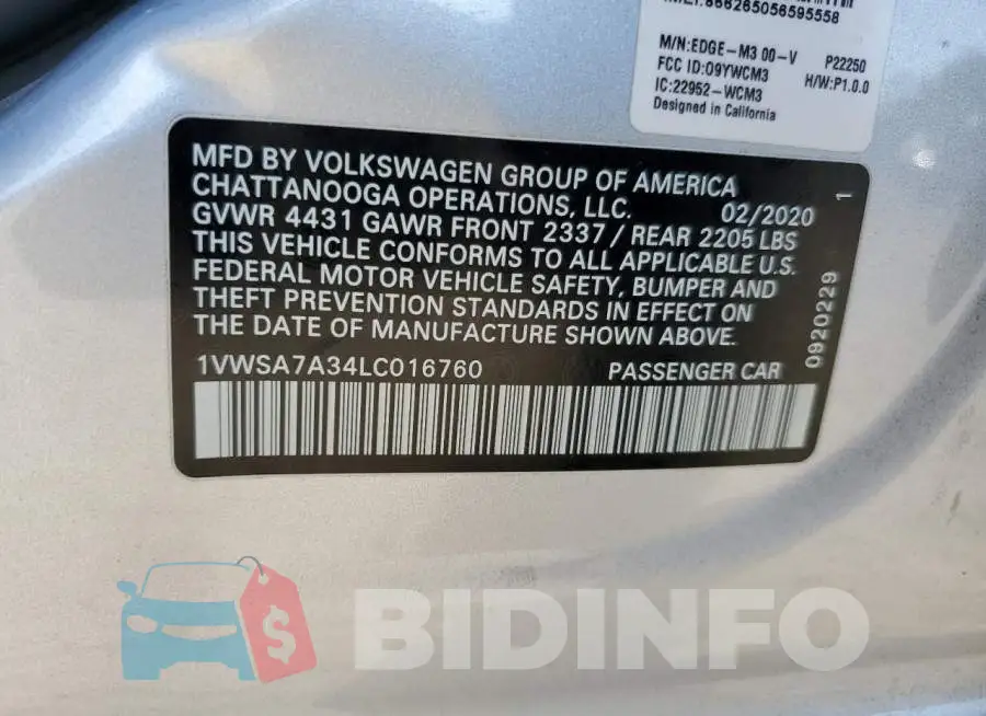 1VWSA7A34LC016760 Photo# 12