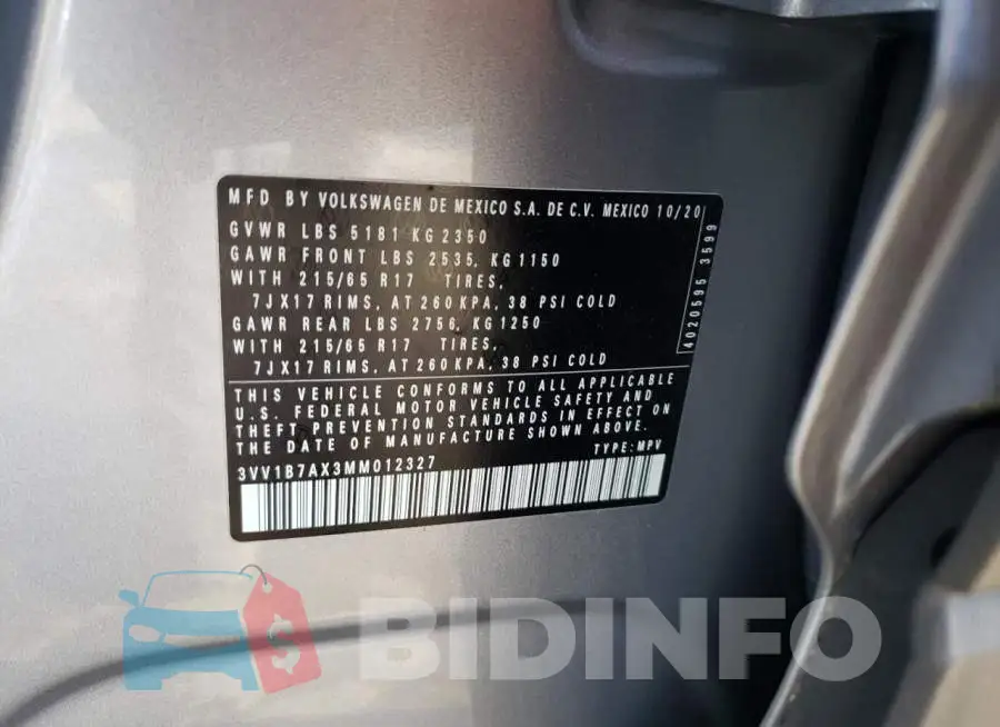3VV1B7AX3MM012327 Photo# 12