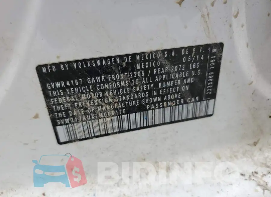 3VW217AUXFM005175 Photo# 12