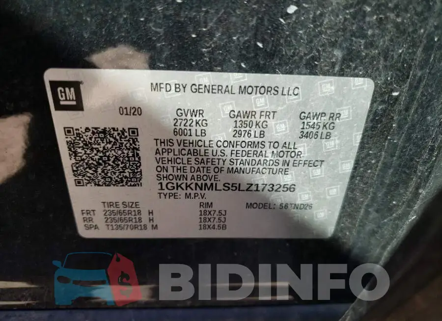 1GKKNMLS5LZ173256 Photo# 12