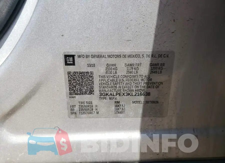 3GKALPEX3KL216638 Photo# 12