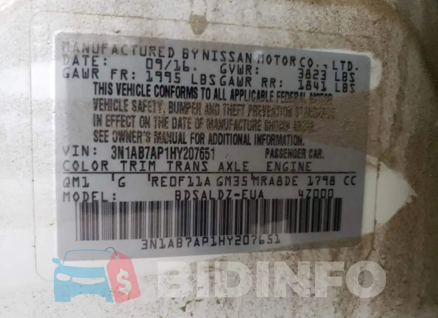 3N1AB7AP1HY207651 Photo# 12
