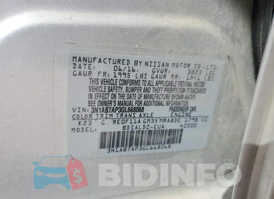 3N1AB7AP3GL668068 Photo# 13