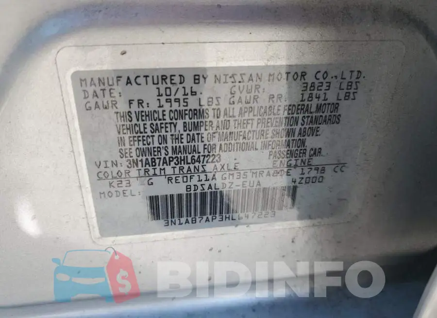 3N1AB7AP3HL647223 Photo# 13
