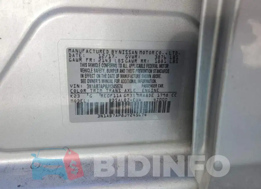 3N1AB7AP8JY245674 Photo# 12