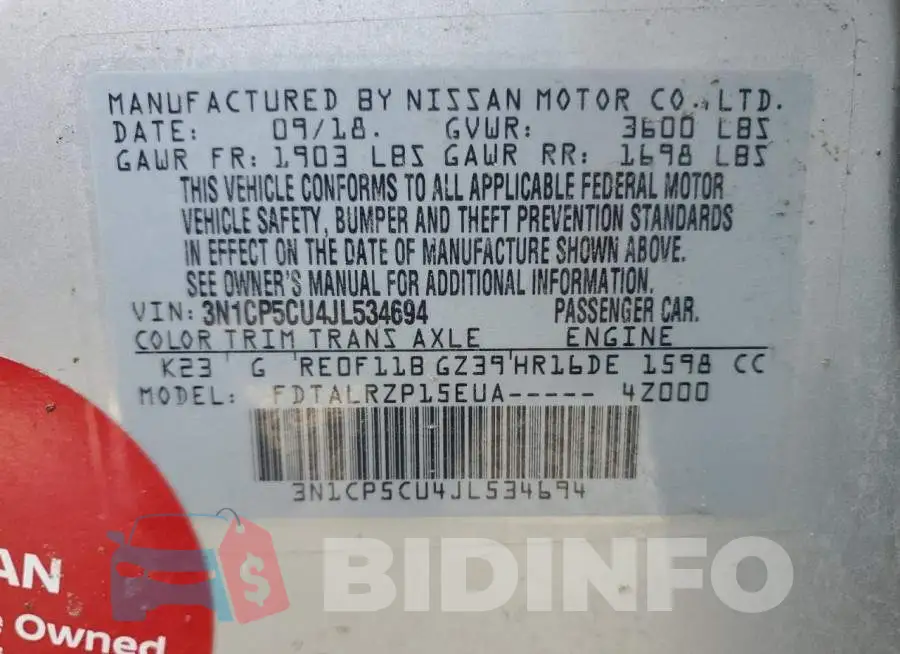 3N1CP5CU4JL534694 Photo# 13