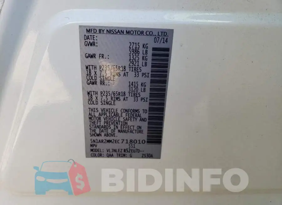 5N1AR2MM2EC718010 Photo# 13