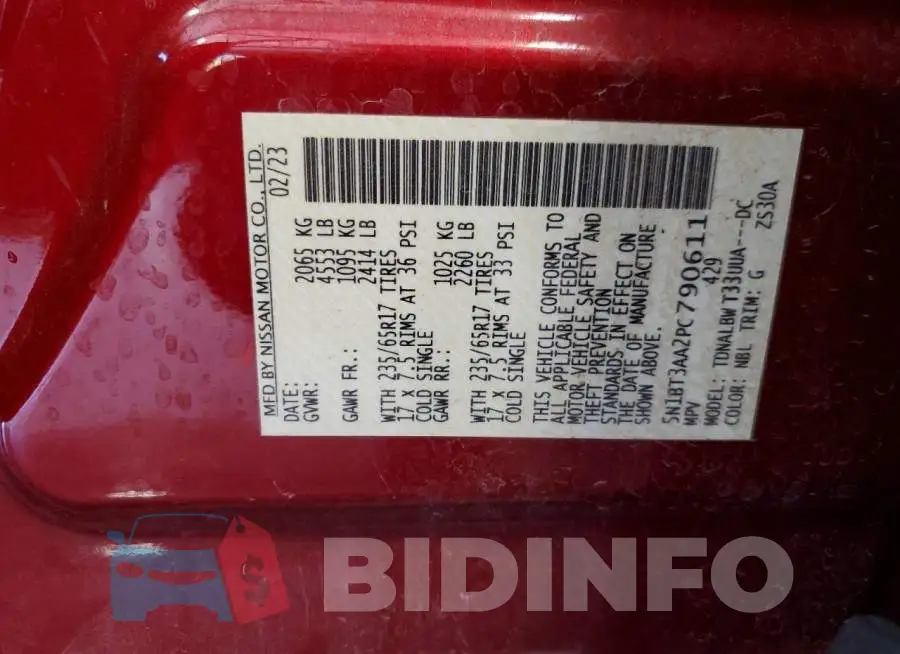 5N1BT3AA2PC790611 Photo# 13