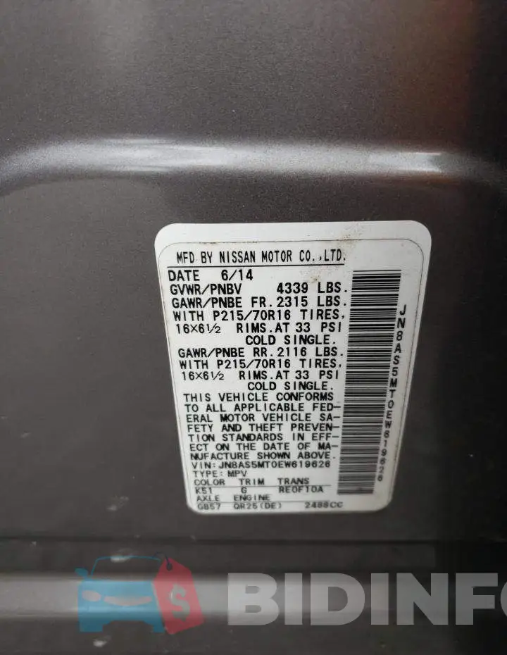 JN8AS5MT0EW619626 Photo# 13