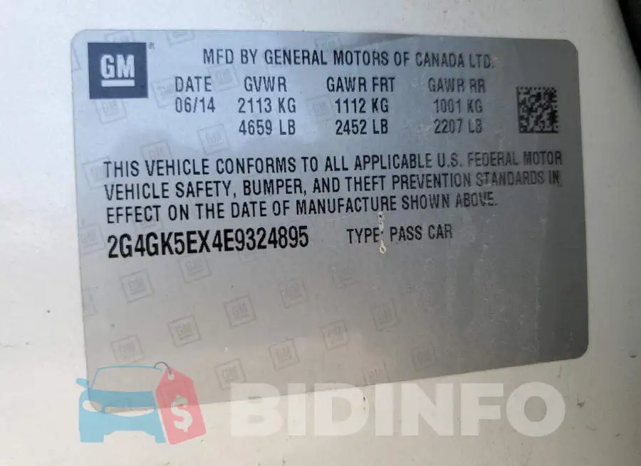 2G4GK5EX4E9324895 Photo# 12
