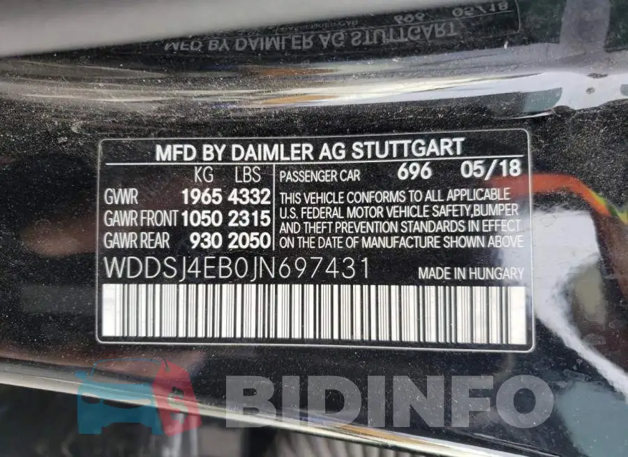 WDDSJ4EB0JN697431 Photo# 12