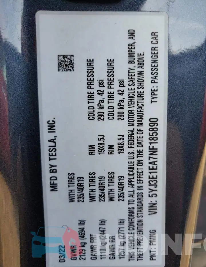 5YJ3E1EA7NF185890 Photo# 12
