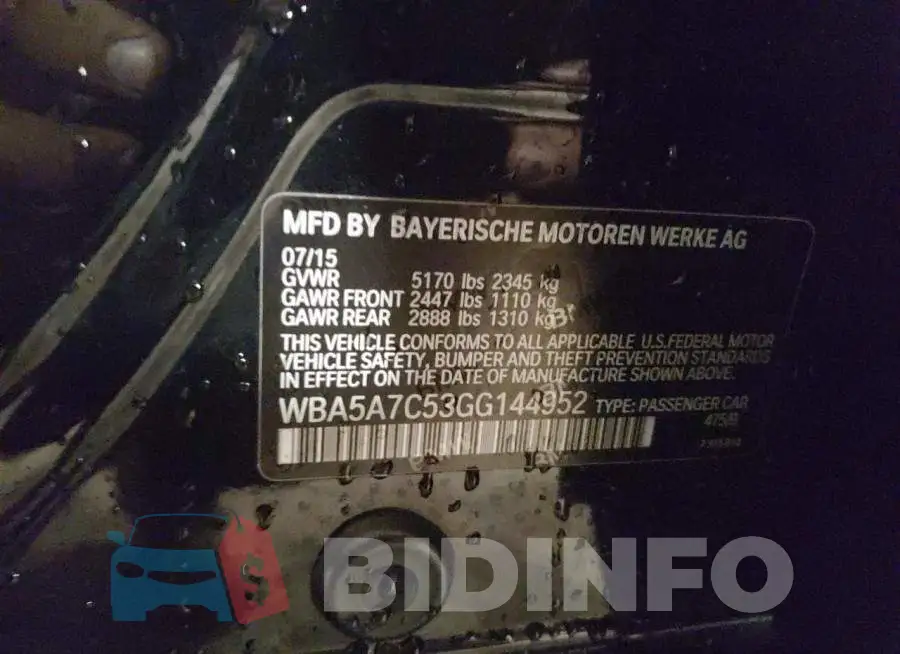 WBA5A7C53GG144952 Photo# 13
