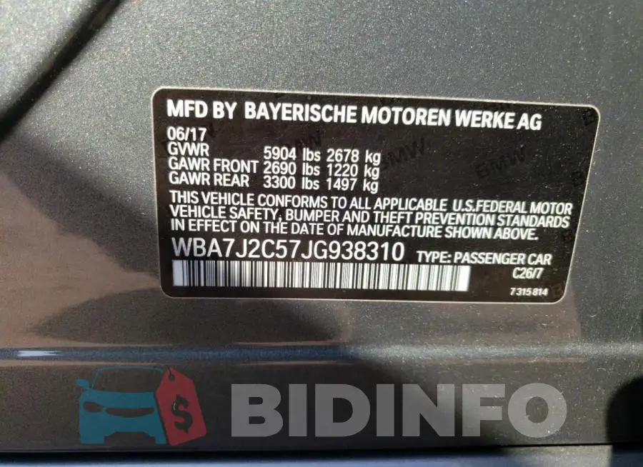 WBA7J2C57JG938310 Photo# 12