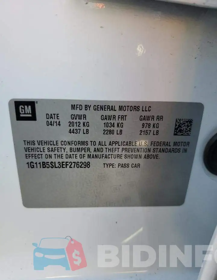 1G11B5SL3EF276298 Photo# 12