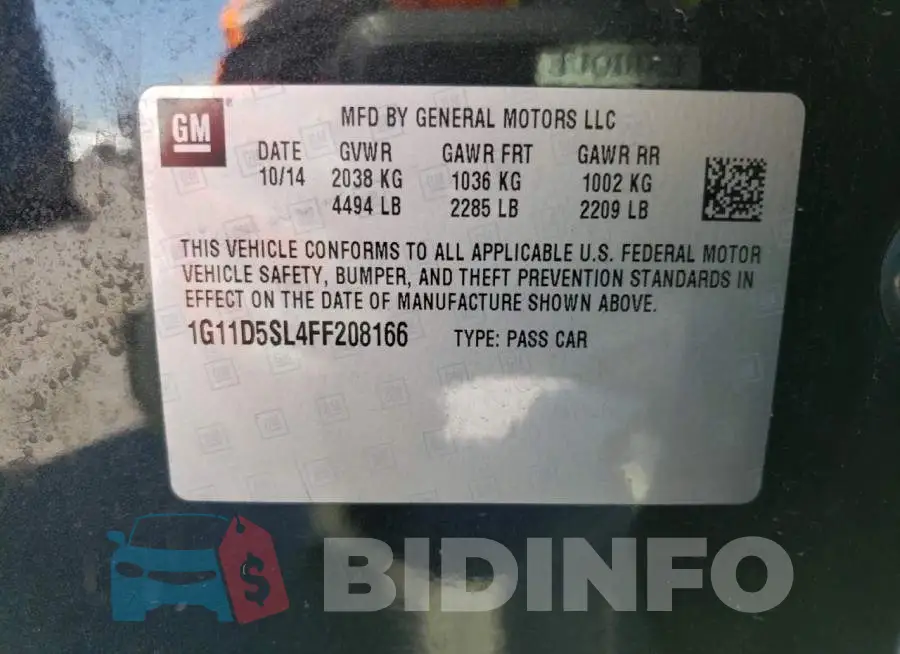 1G11D5SL4FF208166 Photo# 10