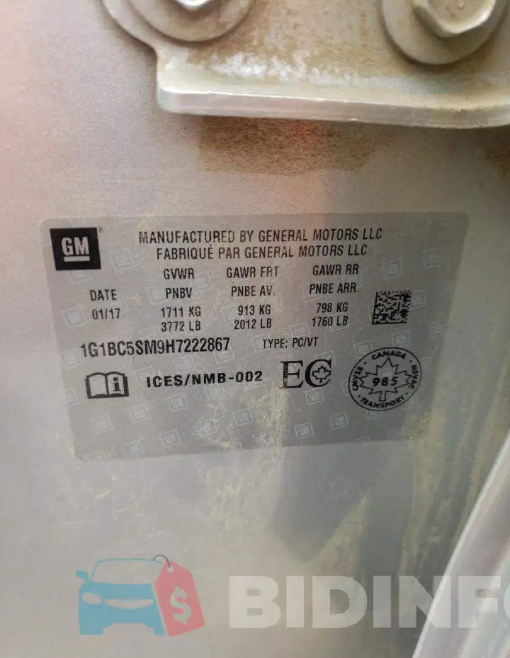 1G1BC5SM9H7222867 Photo# 12