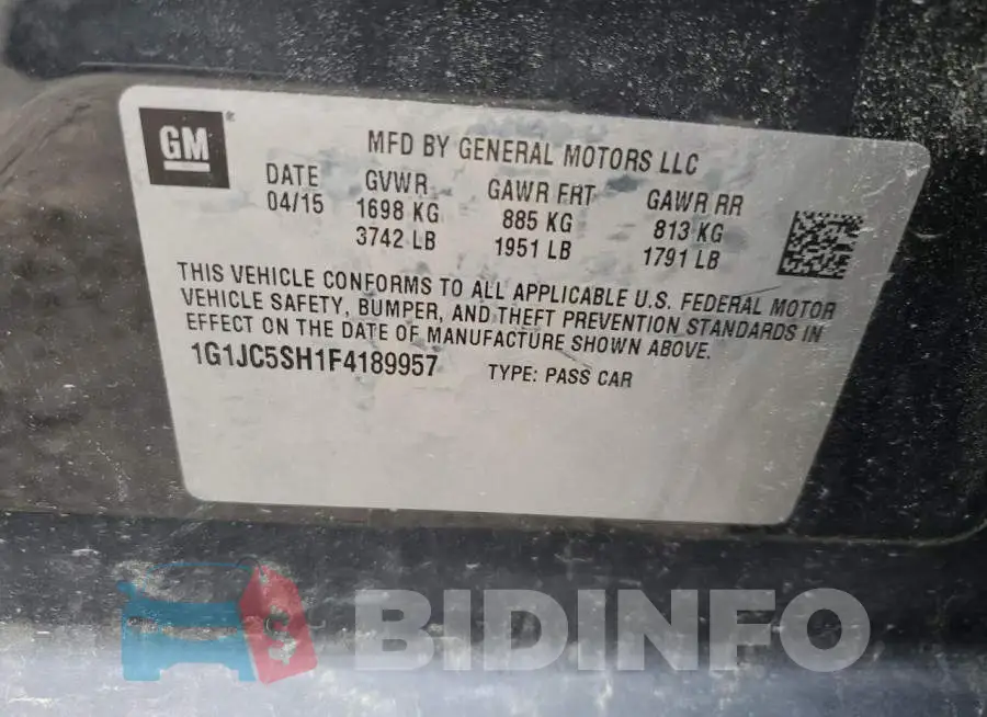 1G1JC5SH1F4189957 Photo# 12