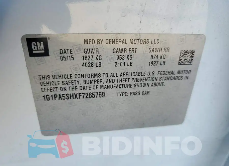 1G1PA5SHXF7265769 Photo# 13