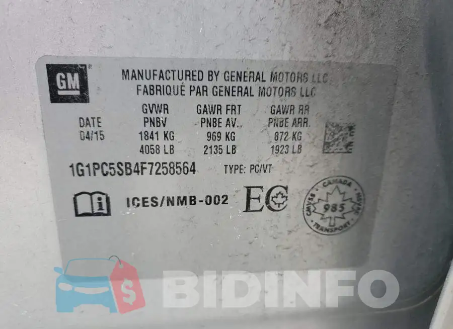 1G1PC5SB4F7258564 Photo# 13
