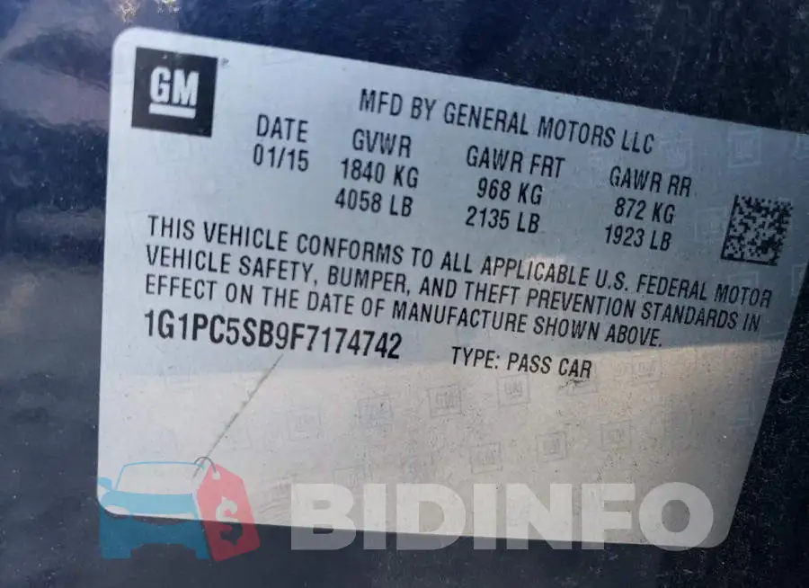 1G1PC5SB9F7174742 Photo# 12