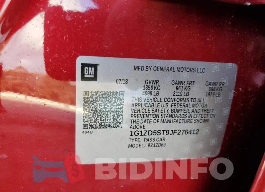 1G1ZD5ST9JF276412 Photo# 12