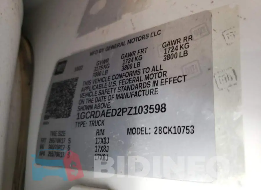 1GCRDAED2PZ103598 Photo# 12